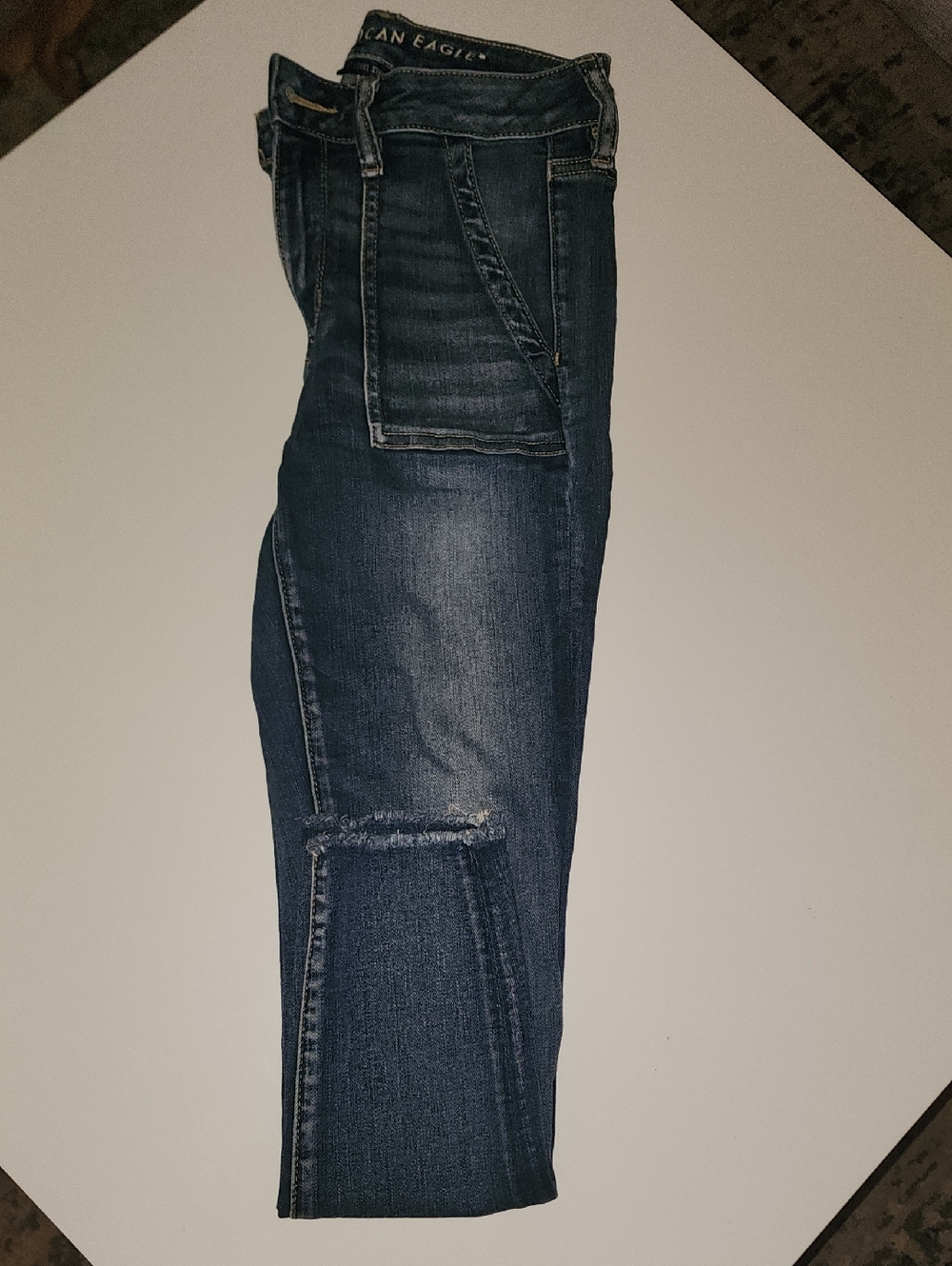 American Eagle Outfitters Women’s Dark Blue Skinny Distressed Jeans